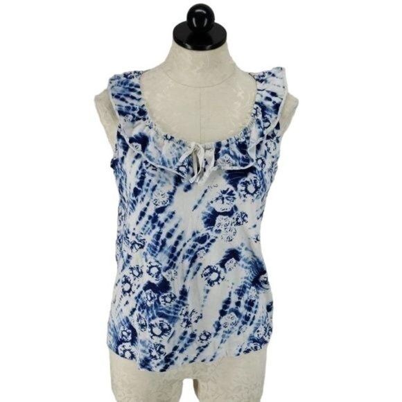 Jones New York Tie Dye Ruffled medium Tank top - Picture 1 of 8